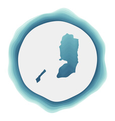 Palestine logo. Badge of the country. Layered circular sign around Palestine border shape. Attractive vector illustration.
