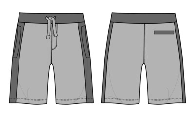 Shorts Pant vector illustration Grey Color template front and back views