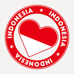 Indonesia heart flag badge. From Indonesia with love logo. Support the country flag stamp. Vector illustration.