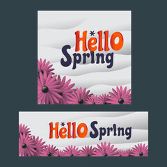 Hello spring season banner vector art illustration