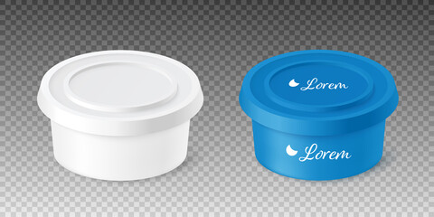 Closed plastic container for cheese sauce or cosmetics, vector illustration