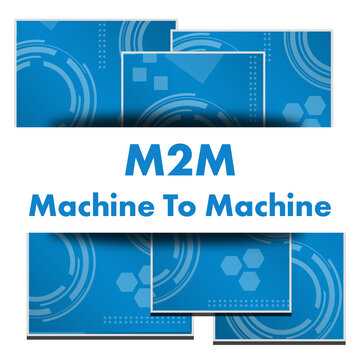 M2M - Machine To Machine Blue Technology Texture Blocks Square Text 