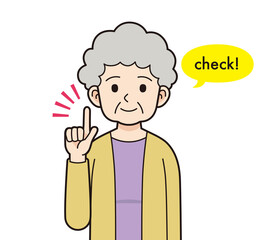 説明するシニア女性　輪郭線あり