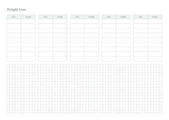 Note, scheduler, diary, calendar planner document template illustration. weight loss.