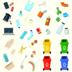 Garbage elements color vector collection icon set