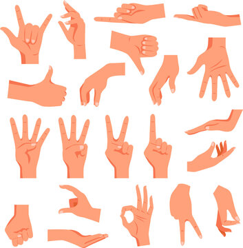 Hand gestures color flat vector collection