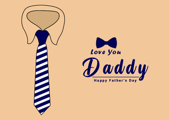 Happy fathers day Blue tie background Free Vector