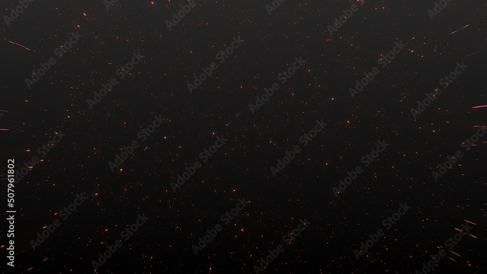 Sticker red star in space particle background