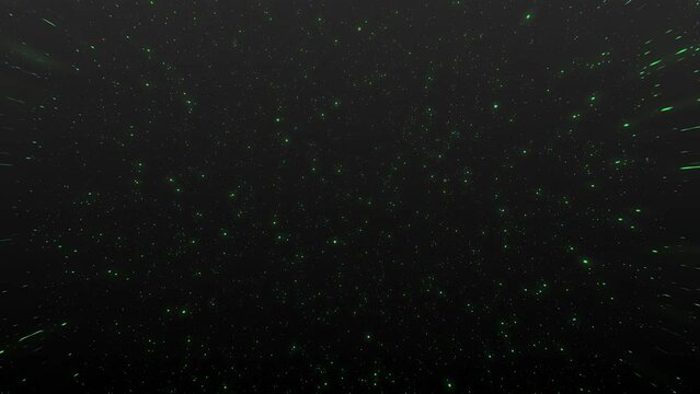 Green star in space particle background 