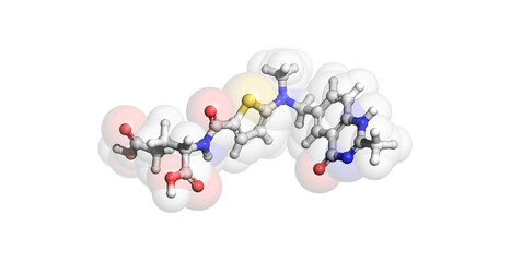 Raltitrexed, anticancer drug, 3D molecule
