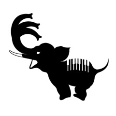 Elephant with piano keyboards illustration - Vector