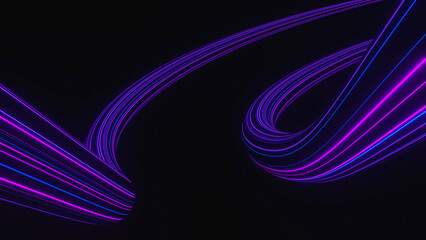 3d render of flash neon and light glowing on dark scene. Speed light moving lines. High fast  motion blur. Technology internet of future network. Sci fiction of hyperspace interstellar travel.