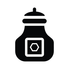 Food, pot, shaker icon. Black vector graphics.