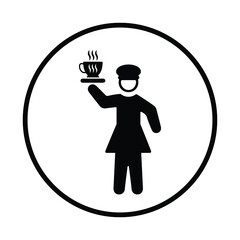 Head, waitress icon. Black vector graphics.