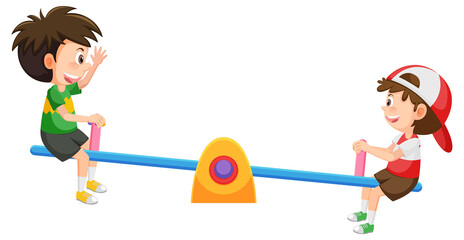 Simple children seesaw on white background