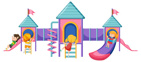 A children playground slide set on white background