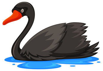 Black swan in cartoon style