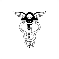 Fototapeta na wymiar Medical cross symbol snake logo design template vector based design