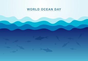 World ocean day blue wave background