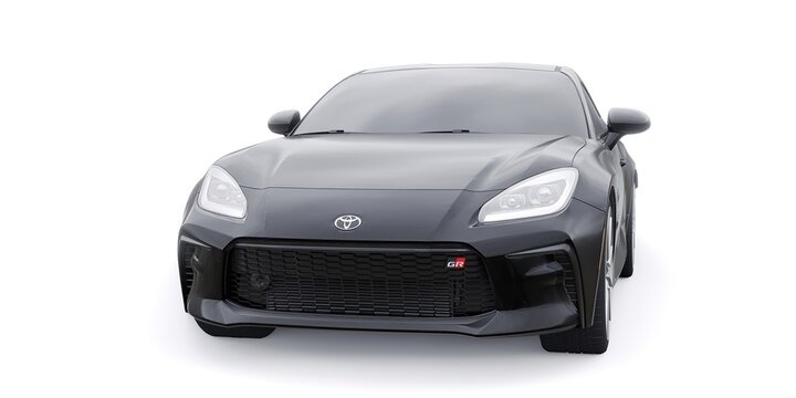 Paris, France - 4 March 2022. Toyota GR 86 2022. Black compact sports coupe. 3d render