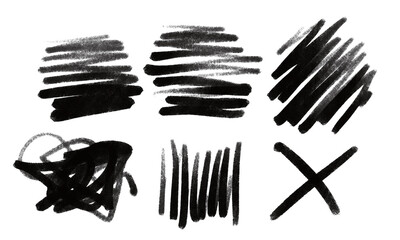 abstract brush stroke elements. black lines in abstract scribble style for creative design