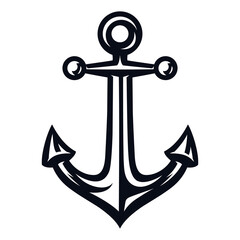 Vintage nautical ship anchor, monochrome icon. Marine symbol. Sea shipborne logo.