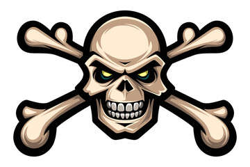 Skull and crossbones, monster, zombie. Pirate symbol, Jolly Roger. T-shirt print.