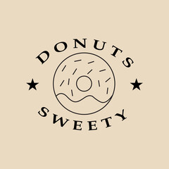 donuts line art logo, icon and symbol, with emblem vector illustration design