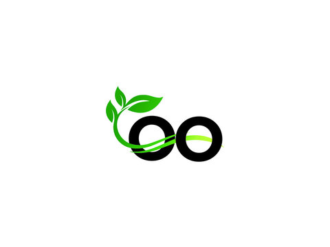 Alphabet OO Leaf Logo, Natural Oo oo Green Leaf Logo Letter Vector For Business