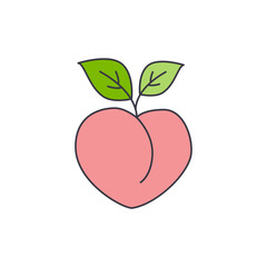 Peach icon in color, isolated on white background 
