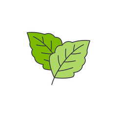 menthol leaf icon in color, isolated on white background 
