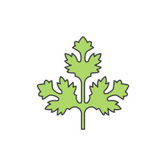 Fototapeta premium Coriander leaf icon in color, isolated on white background 