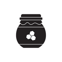 honey in jar icon in black flat glyph, filled style isolated on white background