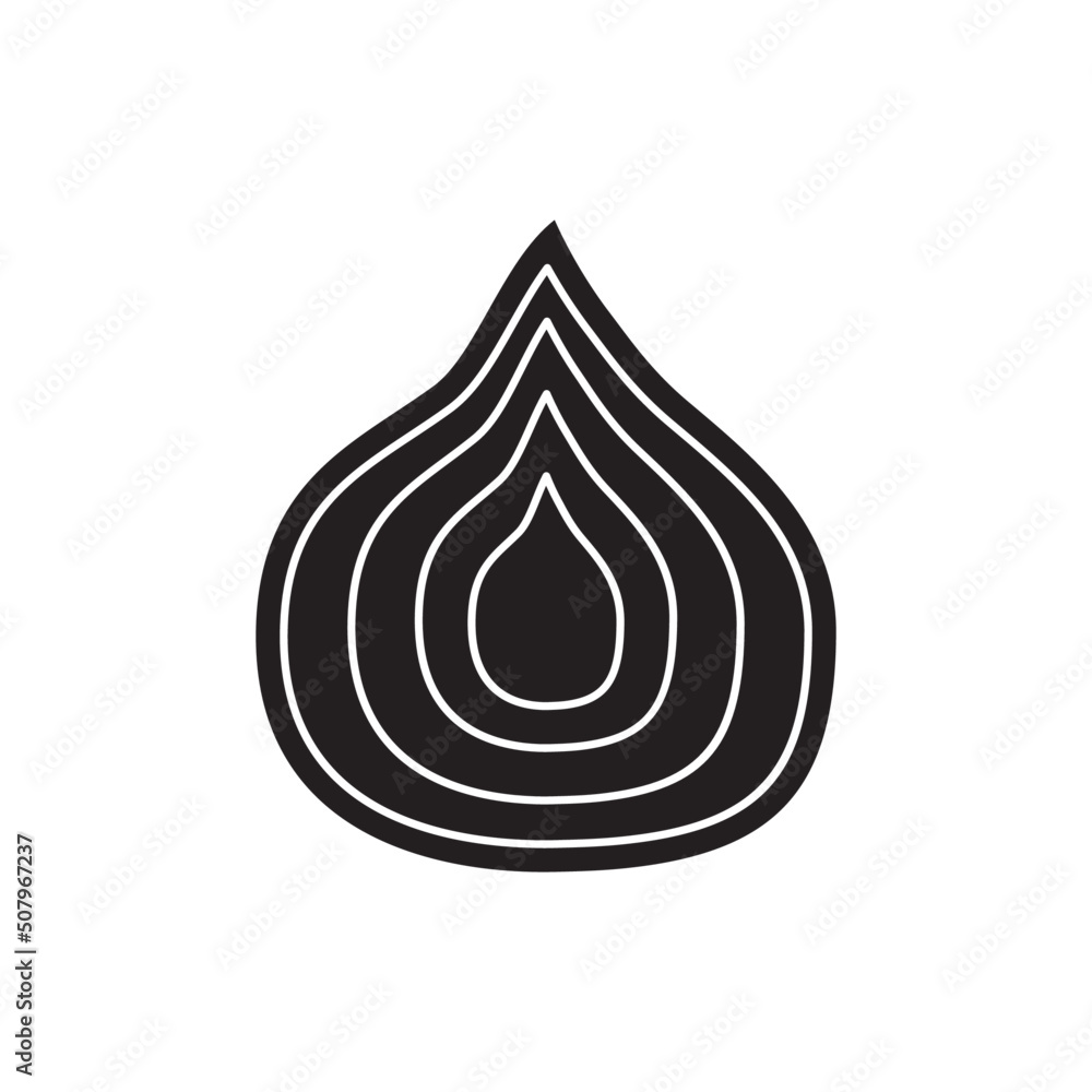 Poster Common onion icon in black flat glyph, filled style isolated on white background