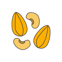 Nut icon in color, isolated on white background 