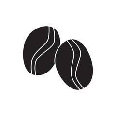 Beans  coffee icon in black flat glyph, filled style isolated on white background