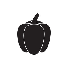 Bell pepper, capcicum icon in black flat glyph, filled style isolated on white background