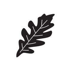 green leaf icon in black flat glyph, filled style isolated on white background