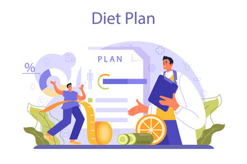 Nutritionist concept. Nutrition therapy with healthy food and physical