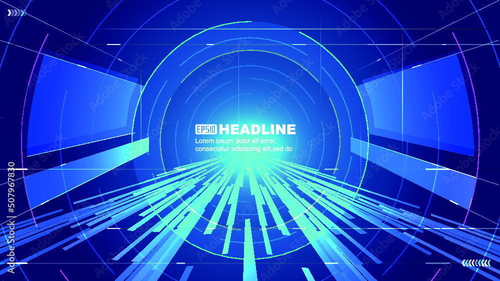Poster vertically extending future tunnel space science and technology vector background