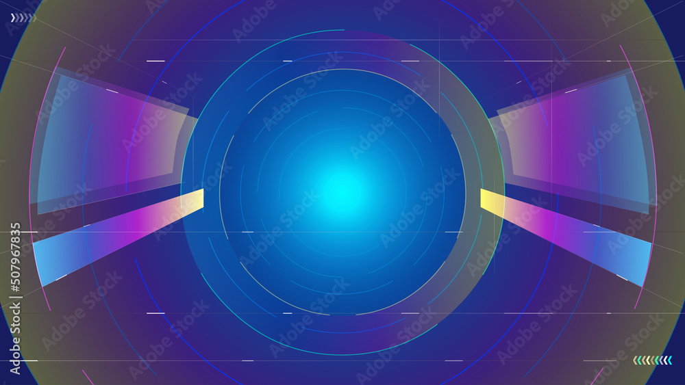 Poster tunnel future space background with vertical extension of dots, lines and planes