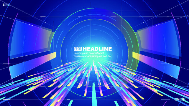 Vertically extending tunnel space metaverse technology sense vector background