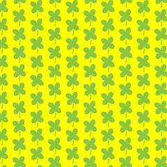Green shamrock cloverleaf seamless pattern. Happy Saint Patricks day background design element. Festive greeting card decorative digital paper
 