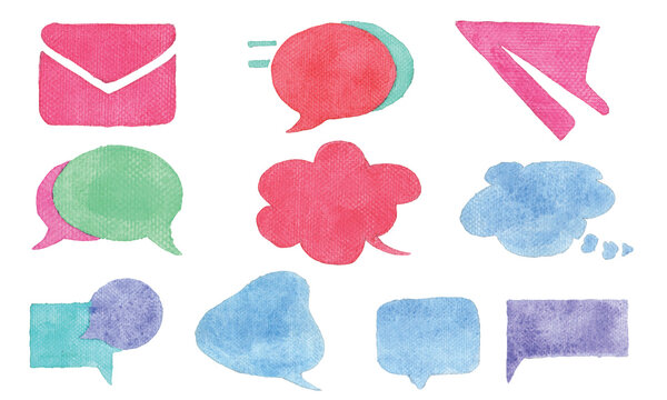 Watercolor Message Or Chat Icon Or Bubble Vector 
