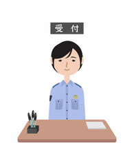 受付に立っている夏服の女性警察官
