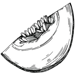 Melon realistic vector sketch. Decorative retro style collection hand drawn farm product for restaurant menu, market label, logo, emblem and  kitchen design. Decoration for food packaging.