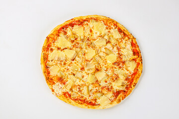 Pizza with chicken and pineapple