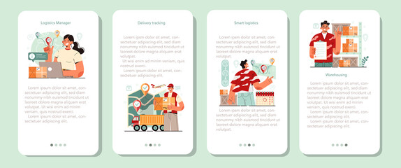 Logistic and delivery service mobile application banner set