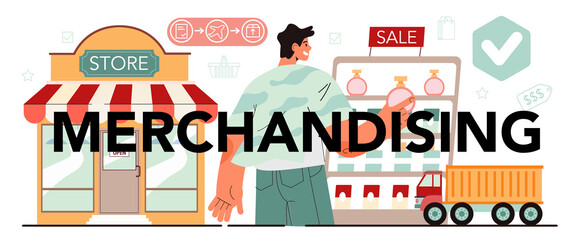 Merchandisig typographic header. Shop and showcase designer.