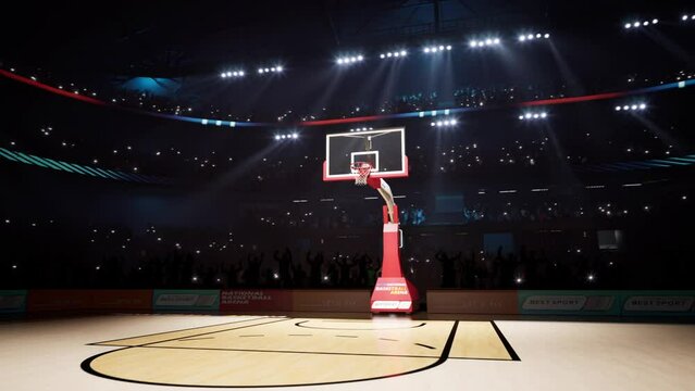 Basketball Arena with people crowds 3d render High quality 4k footage